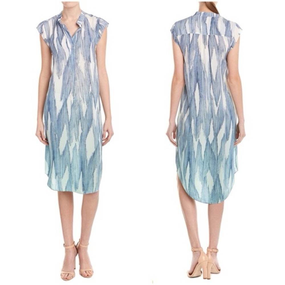 Rebecca Taylor Blue Midi Shift 100% Silk Dress Size 0
